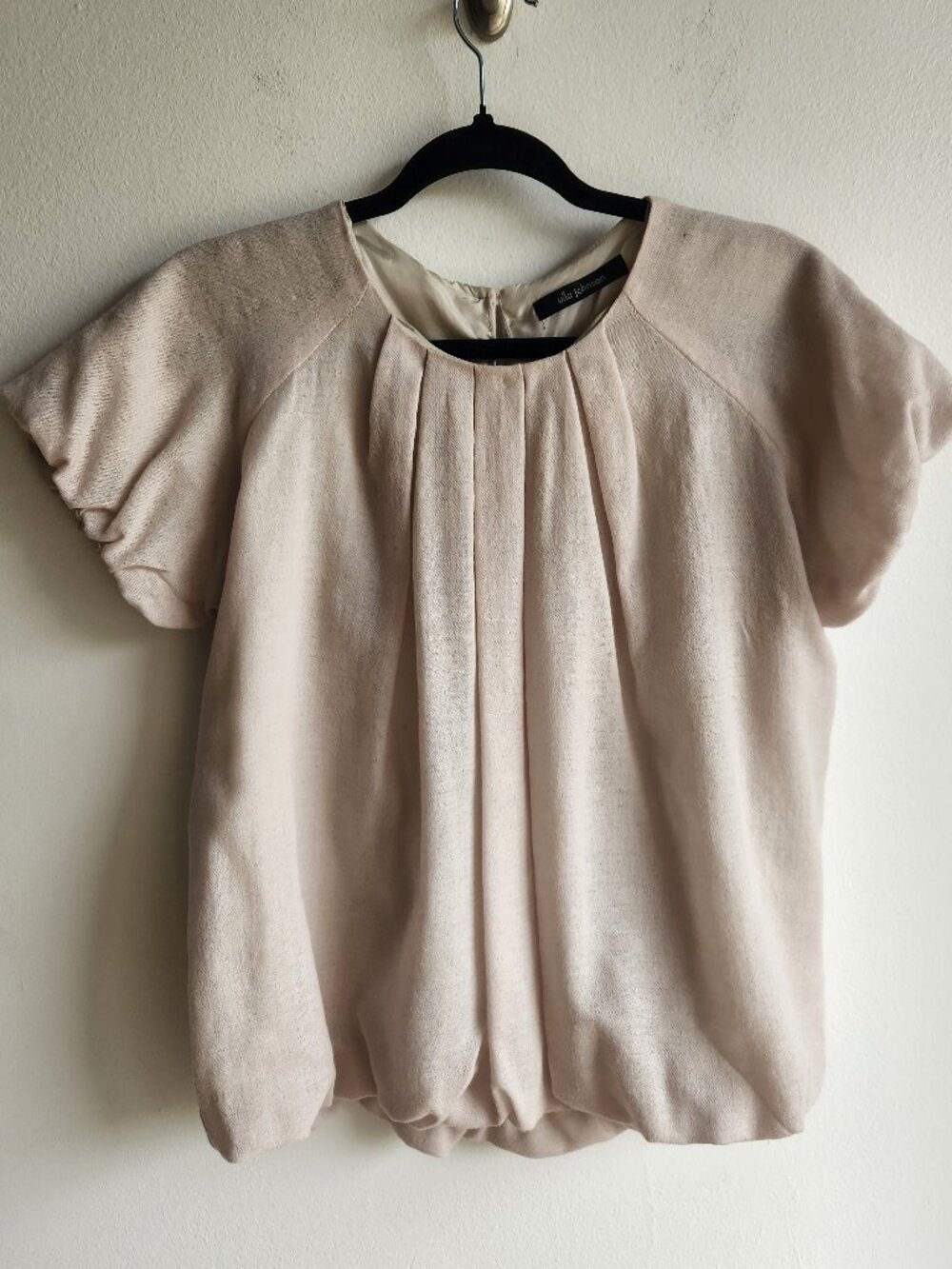 Ulla Johnson Soft Beige Wool Balloon Sleeve & Hem Blouse – Sz 10 (FITS SMALL)